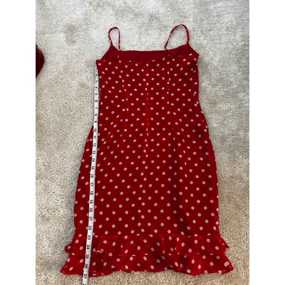 Laundry by Shelli Segal Polka Dot Silk Y2K Ruffle Romantic Slip Dress Size 2 - Picture 6 of 7